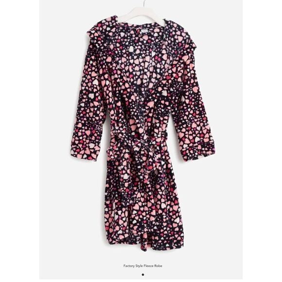 VERA BRADLEY L/XL Fleece Hooded Robe in LOVE YOU LOTS NAVY - Picture 6 of 8